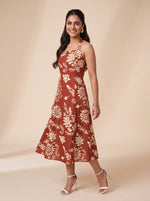 Load image into Gallery viewer, Cotton Printed Halter Midi Dress 93471