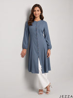 Load image into Gallery viewer, Midnight Ease: Dark Blue Cotton Knee Top 81082
