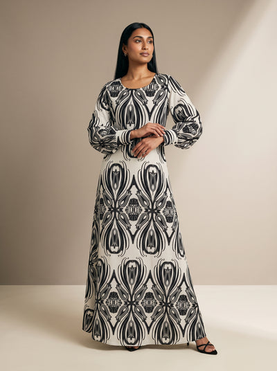 Damask Grace: Graphic Brocade Maxi Dress 88291