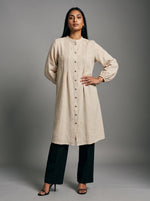 Load image into Gallery viewer, Cream Serenity: Cotton Mandarin Knee Top 81691
