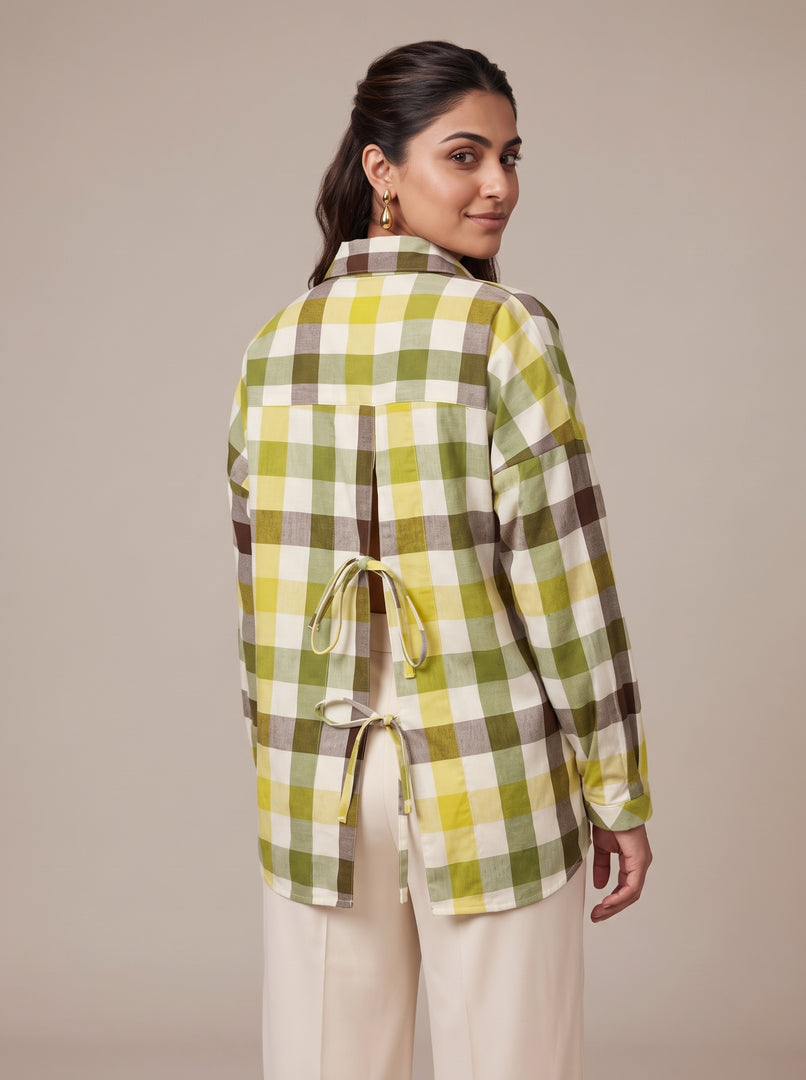 Checked Collar Hip Top 82451