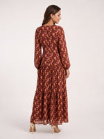 Load image into Gallery viewer, Ruffle V-Neck Ditsy Floral Print Dress 88352