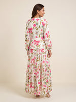 Load image into Gallery viewer, Ruffle V-Neck Tropical Floral Print Dress 88351