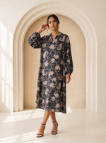 Load image into Gallery viewer, Abstract Print Collared Midi Top 90541