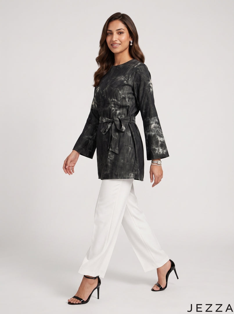Artisan Tide: Tie-Dye Poly Cotton Below Hip Top 90101
