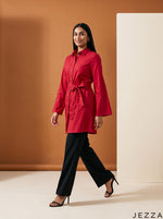 Load image into Gallery viewer, Ruby Ease: Red Poly Cotton Above Knee Top 90731