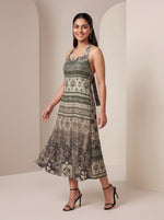 Load image into Gallery viewer, Printed Cotton Halter Midi Dress 87671