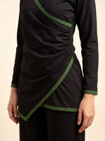 Load image into Gallery viewer, Black Draped Co-Ord Set 90023/90033