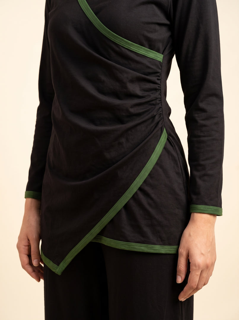 Black Draped Co-Ord Set 90023/90033