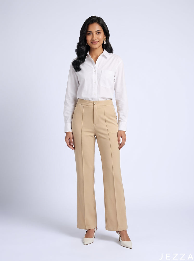Sandstone Classic: Cream Twill Cotton Pants 84961