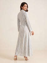 Load image into Gallery viewer, Collared A-Line Abstract Vertical Stripe Dress 92581