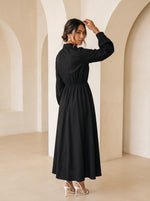 Load image into Gallery viewer, Black Collared Midi Dress 87934