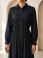 Load image into Gallery viewer, Black Collared Midi Dress 87934