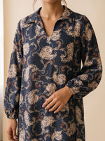 Load image into Gallery viewer, Abstract Print Collared Midi Top 90541