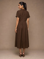 Load image into Gallery viewer, Coffee Classic: Cotton Open-Collar Midi Dress 87702