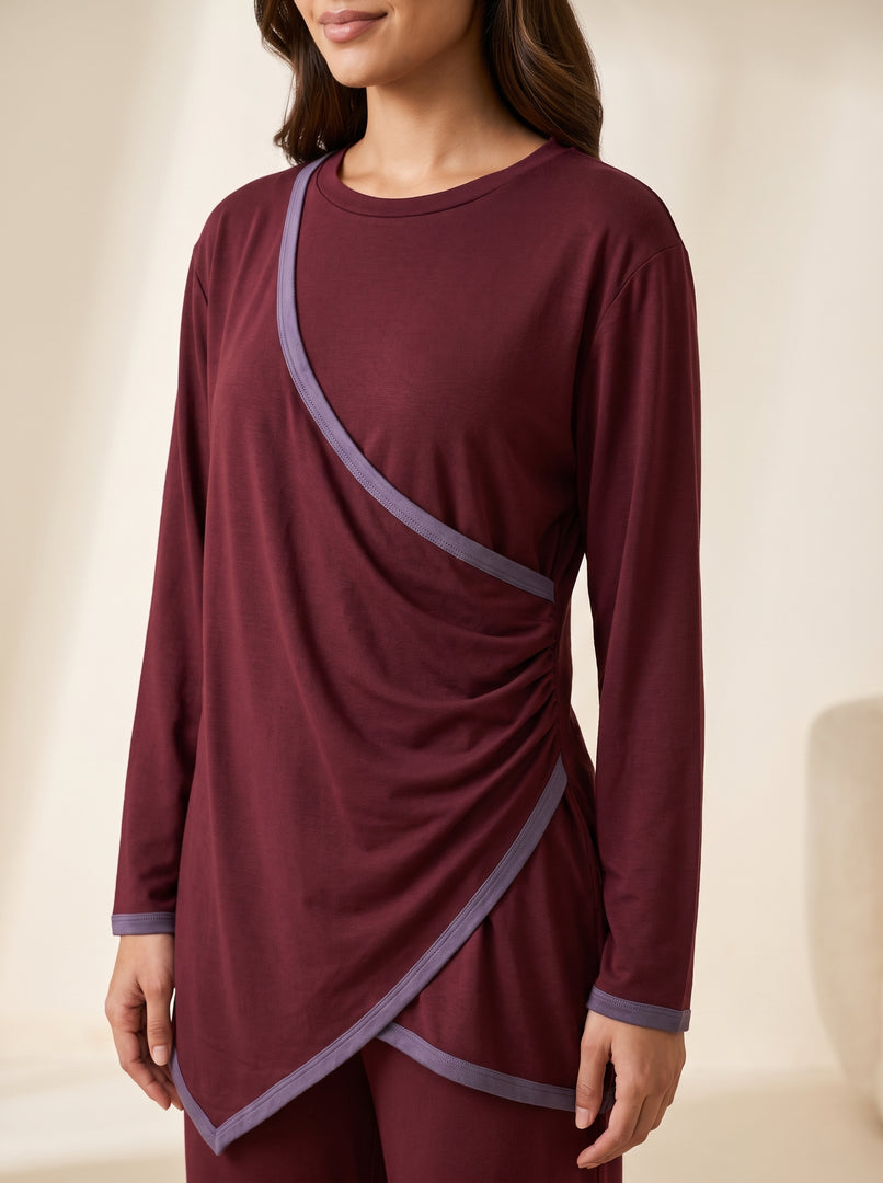 Dark Maroon Draped Co-ord Set 90021/90031