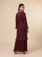 Load image into Gallery viewer, Maroon Pleated Flow Dress 92381