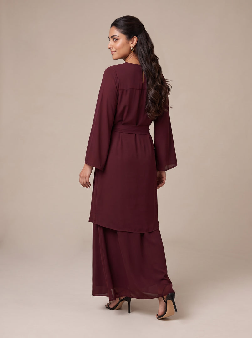 Maroon Classic Long Dress 93341