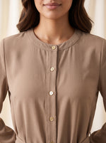 Load image into Gallery viewer, Round Neck Long Sleeve Khaki Brown Top 88151