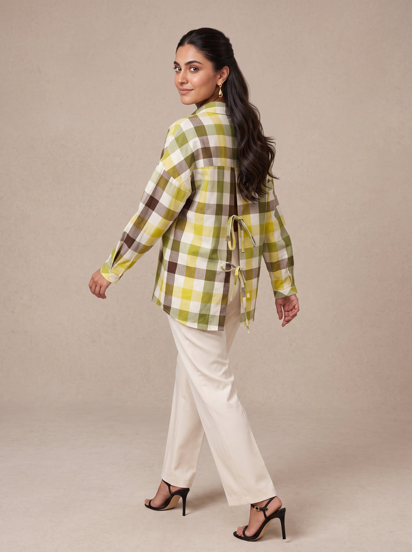 Checked Collar Hip Top 82451