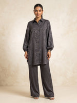Load image into Gallery viewer, Grey Harmony: Jacquard Top &amp; Pant Set 92141/92151
