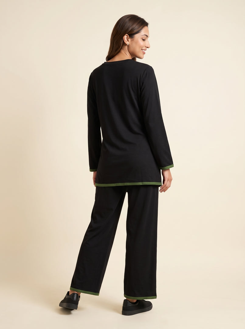 Black Draped Co-Ord Set 90023/90033