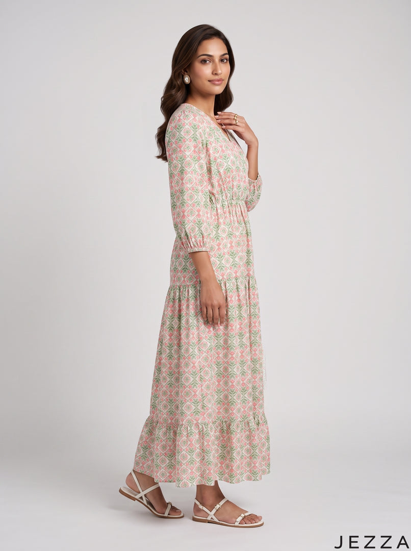 Bloom Motif: Cotton Maxi Dress 90321