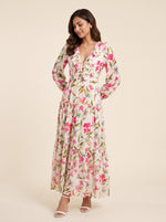 Load image into Gallery viewer, Ruffle V-Neck Tropical Floral Print Dress 88351