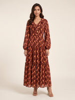 Load image into Gallery viewer, Ruffle V-Neck Ditsy Floral Print Dress 88352