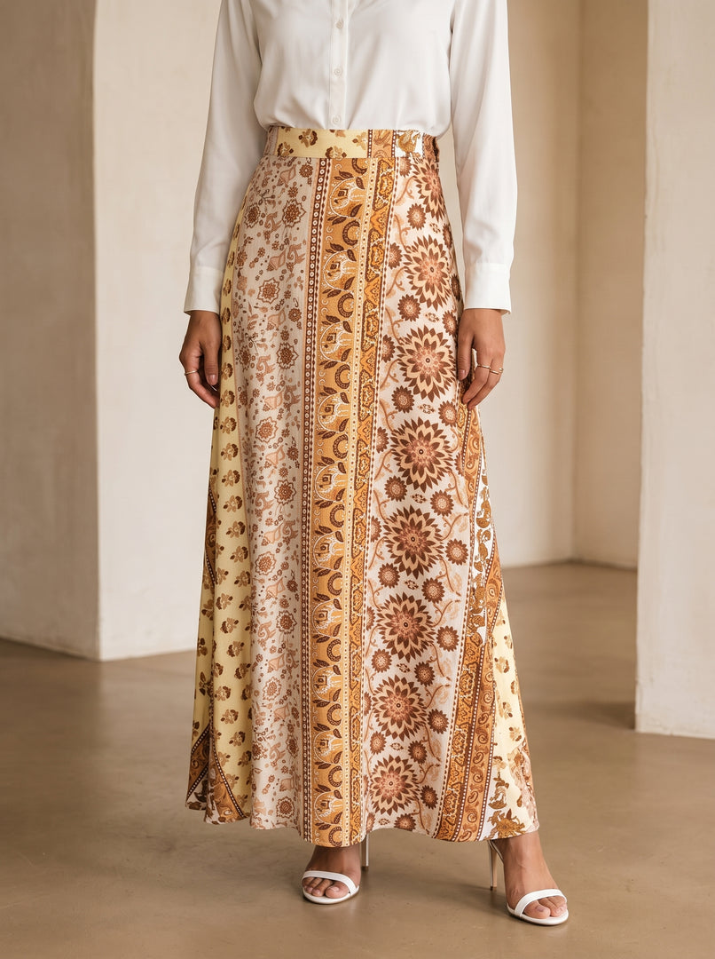 Abstract Print Cotton Skirt 86221