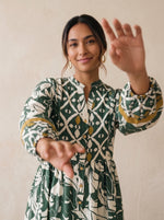 Load image into Gallery viewer, Mandarin Collar Floral Dress 90241