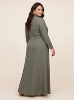 Load image into Gallery viewer, Moss Green Lapel Collar A-Line Dress 87772