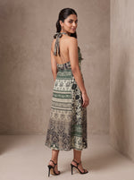 Load image into Gallery viewer, Printed Cotton Halter Midi Dress 87671