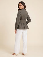 Load image into Gallery viewer, Moss Green Waist Pleated Hip Top 91822
