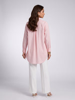 Load image into Gallery viewer, Pinstripe Poise: Pink Below Hip Top 87523