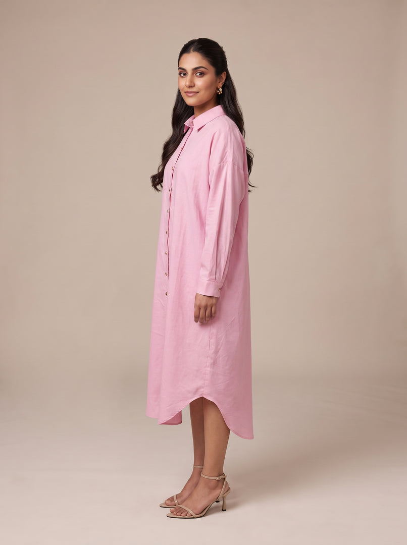 Light Pink Collared Midi Top 92402