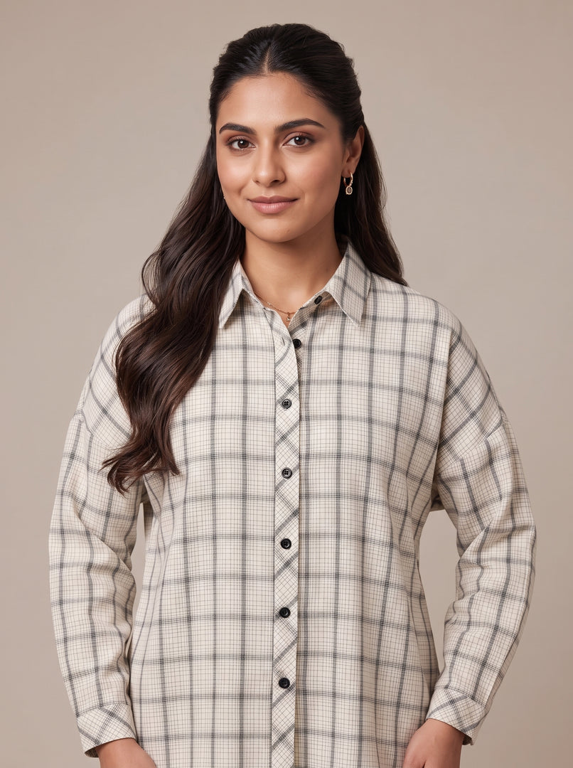 Yarn-Dyed Check Shirt Top 93981