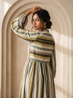 Load image into Gallery viewer, Striped Mandarin Collar Dress 92781