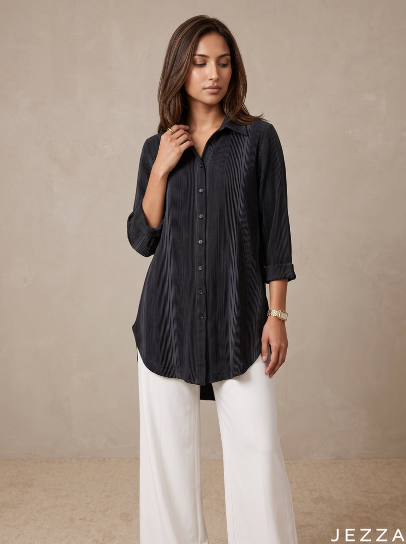 Stripe Ease: Cotton Below Hip Top 88421
