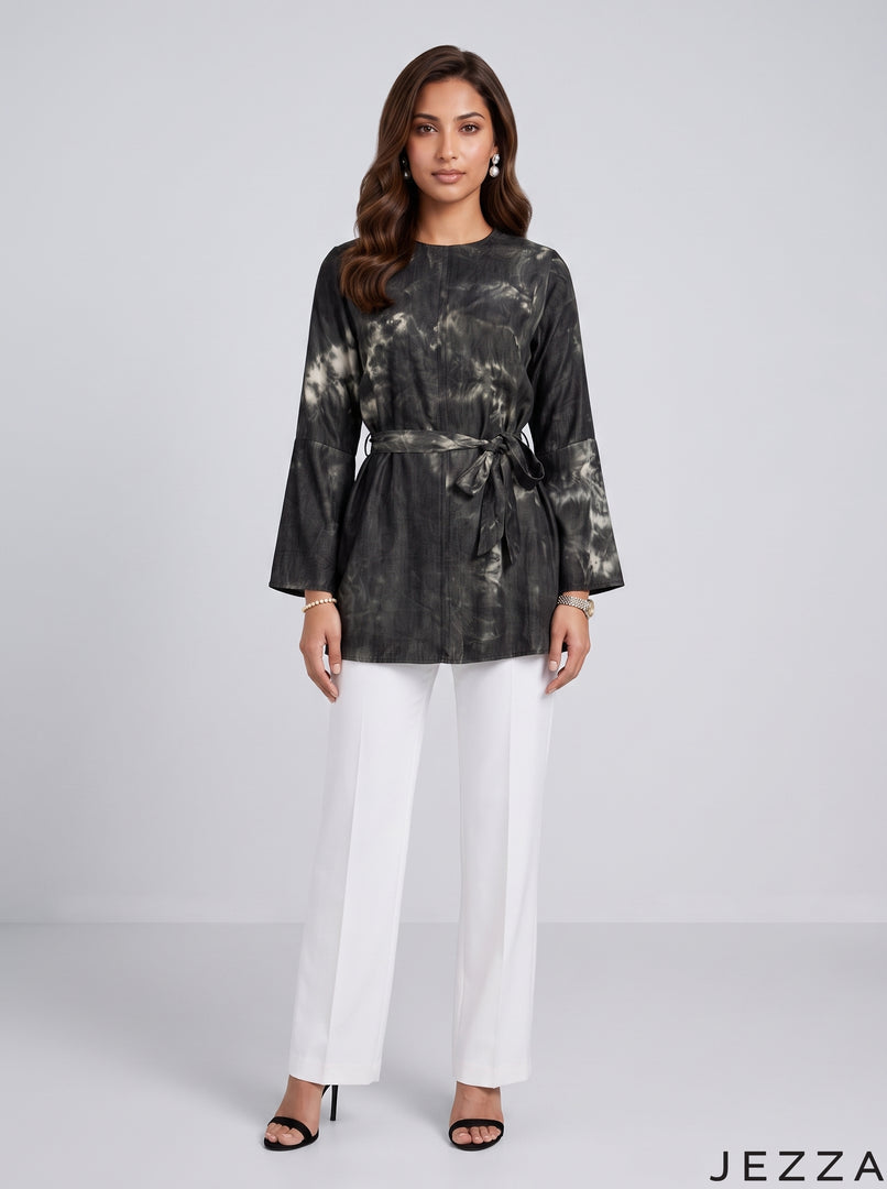 Artisan Tide: Tie-Dye Poly Cotton Below Hip Top 90101