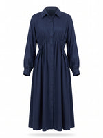 Load image into Gallery viewer, Navy Blue Collared Midi Dress 87937