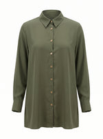 Load image into Gallery viewer, Jungle Green Collared Below Hip Top 90053