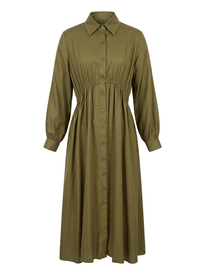 Green Tea Collared Midi Dress 87932
