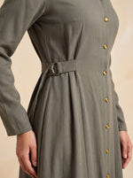 Load image into Gallery viewer, Collared A-Line Olive Green Dress 86361