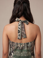 Load image into Gallery viewer, Printed Cotton Halter Midi Dress 87671