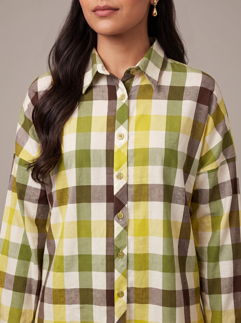 Checked Collar Hip Top 82451