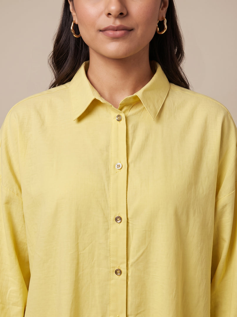 Light Yellow Collared Midi Top 92401
