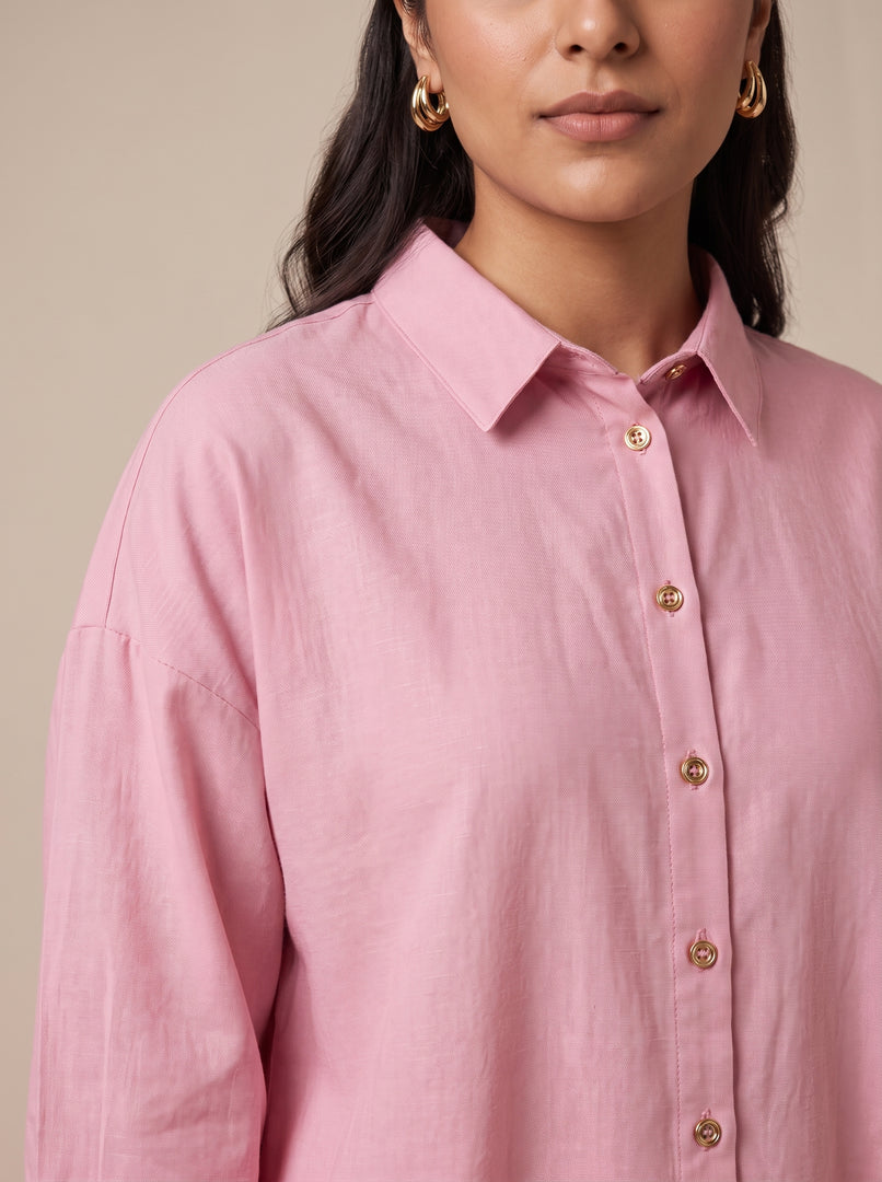 Light Pink Collared Midi Top 92402