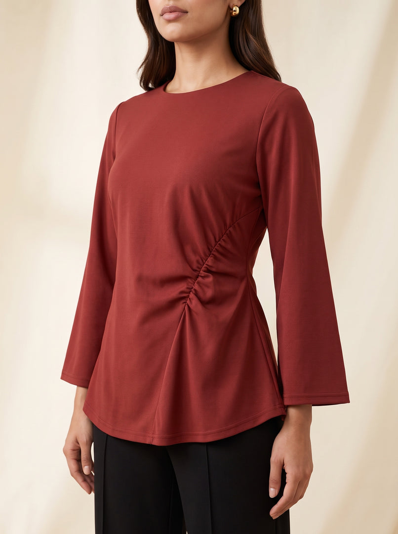 Rust Red Gathered Top 90592