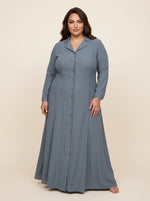 Load image into Gallery viewer, Steel Blue Lapel Collar A-Line Dress 87771